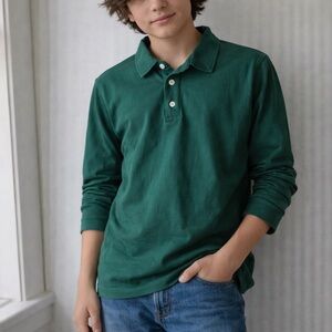 Crewcuts Boys Long Sleeve Polo Shirt Hunter Forest Green Size 14 A8967 NWT